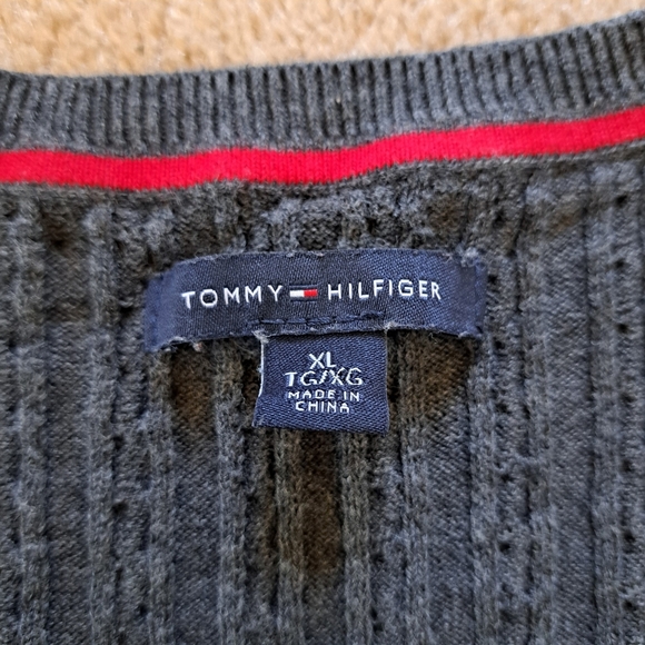 Tommy Hilfiger Sweater Grey Cable Knit Crewneck Size XL Long Sleeved Classic - Picture 6 of 12
